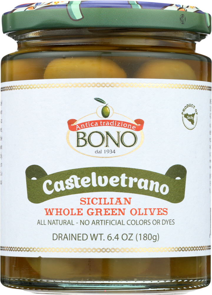 BONO: Castelvetrano Sicilian Whole Green Olives, 6.4 oz - 0879026031011