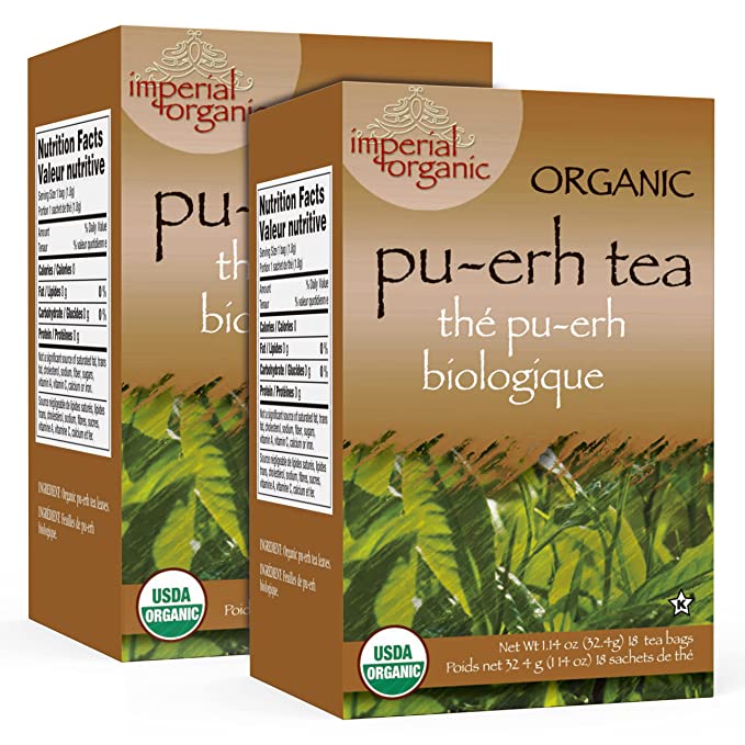  Uncle Lee’s Organic Pu-Erh Tea, 100% Natural Chinese Tea, Fresh & Full Earthy Flavor, Enjoy as Hot Tea or Iced Tea Beverages, Coffee Alternative, 2 Pack - 18 Tea Bags per Box  - 760488372050