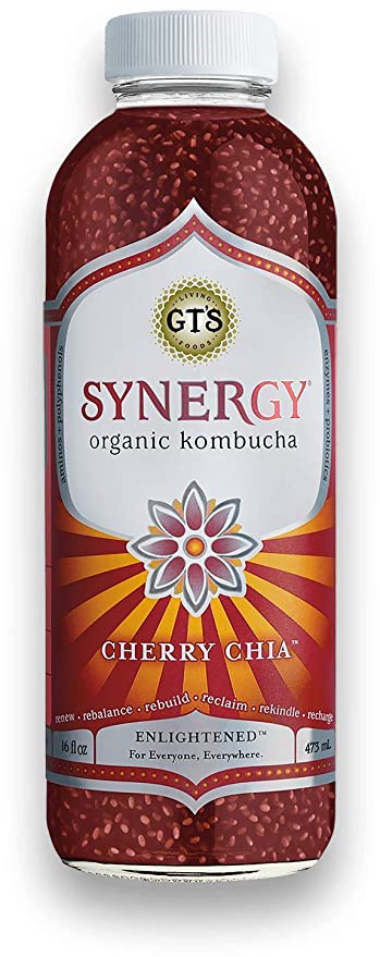  LUV BOX-GT’s Organic & Raw Kombucha, Cherry Chia ,Enlightened Synergy,16 fl oz.,12 pk.  - 880228431912