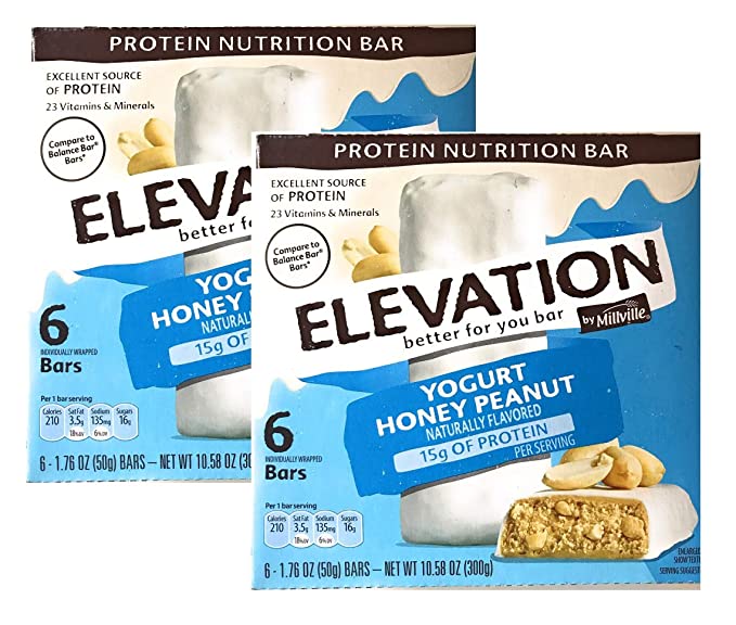 Millville Elevation Advanced Protein Nutrition Yogurt Honey Peanut Endulgent Bars - 2 Boxes - 880240151065