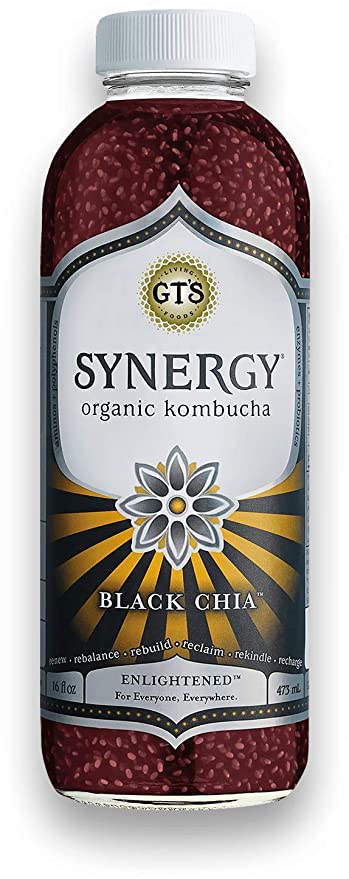  LUV BOX-GT’s Organic & Raw Kombucha, Black Chia ,Enlightened Synergy,16 fl oz.,12 pk.  - 880248502173