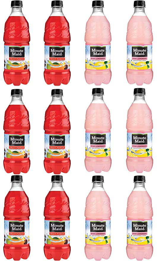 LUV BOX - Variety Minute Maid pack 20oz Bottles pack of 12 Fruit Punch ,Pink Lemonade - 880288651473