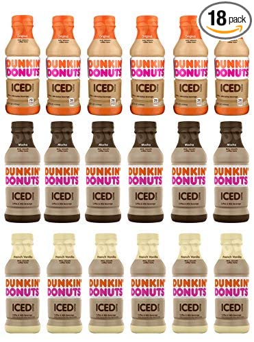  LUV BOX - Variety Dunkin Donuts Coffee Pack 13.7oz Plastic Bottle, 18ct.,French Vanilla,Mocha,Original  - 880343990202