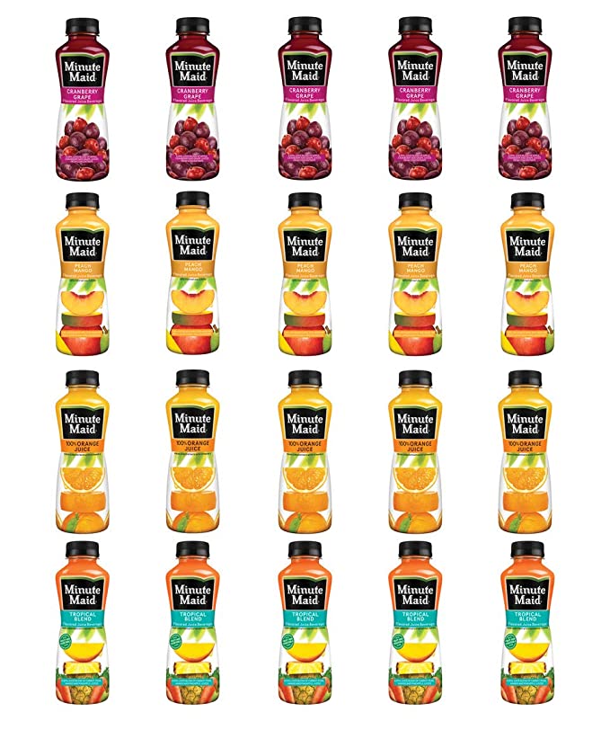 LUV BOX - Variety Minute Maid Juice Pack 12oz Plastic Bottle, 20ct.,100% Juice Orange,Cranberry Grape,Peach Mango,Tropical Blend - 880571168350