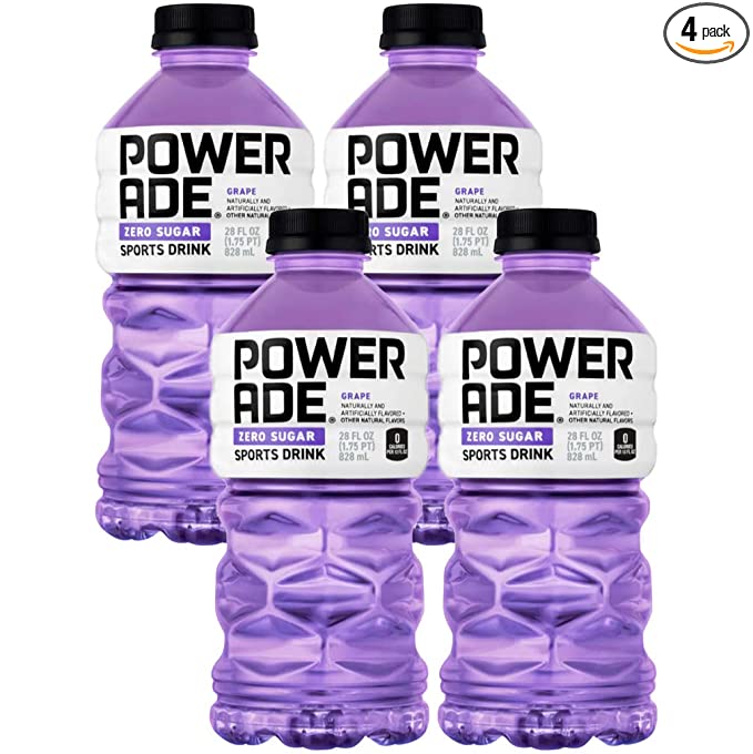  Powerade Zero Purple Grape, Zero Calorie Sports Drink, 28oz Bottle (Pack of 4, Total of 112 Oz)  - 880768378142