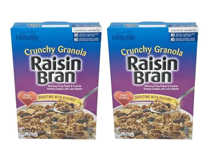 Millville Whole Grain Crunchy Granola Raisin Bran Breakfast Cereal - 2 Pack (18.2 oz. ea) - 880783087371