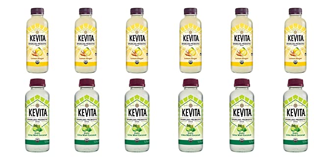 LUV BOX-Variety KeVita Sparkling Probiotic Pack 15.2oz Glass Bottle, 12ct,Lemon Ginger,Mojita Lime Mint Coconut - 880856891225