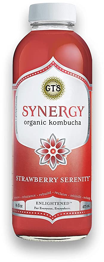LUV BOX-GT’s Organic & Raw Kombucha, Strawberry Serenity ,Enlightened Synergy,16 fl oz.,12 pk. - 880876106071