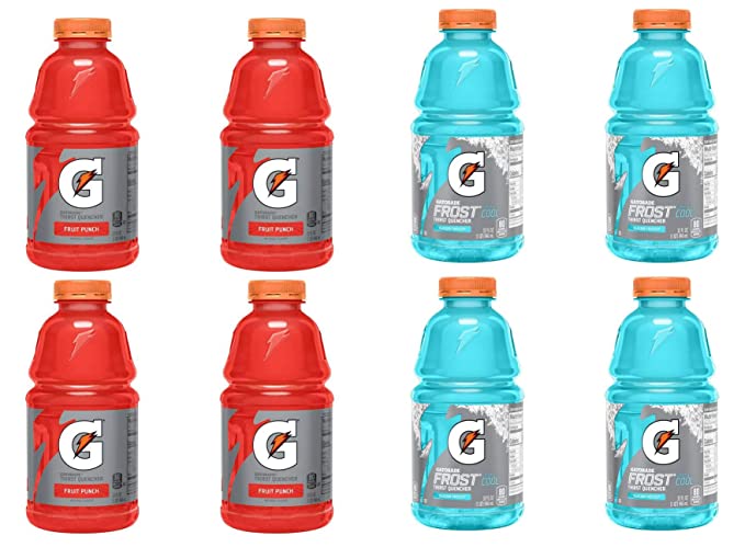 LUV BOX - Variety Gatorade Sports Drink Pack 32oz Plastic Bottle, 8 Per Case Fruit Punch,Glacier Freeze - 880881701759