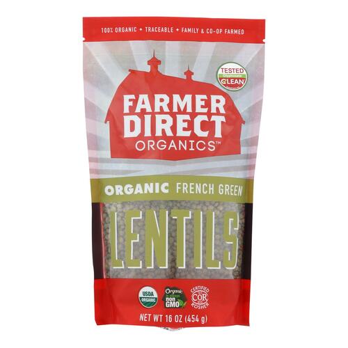 Farmer Direct Co-op Organic French Green Lentils - Case Of 12 - 1 Lb - 0881964000363