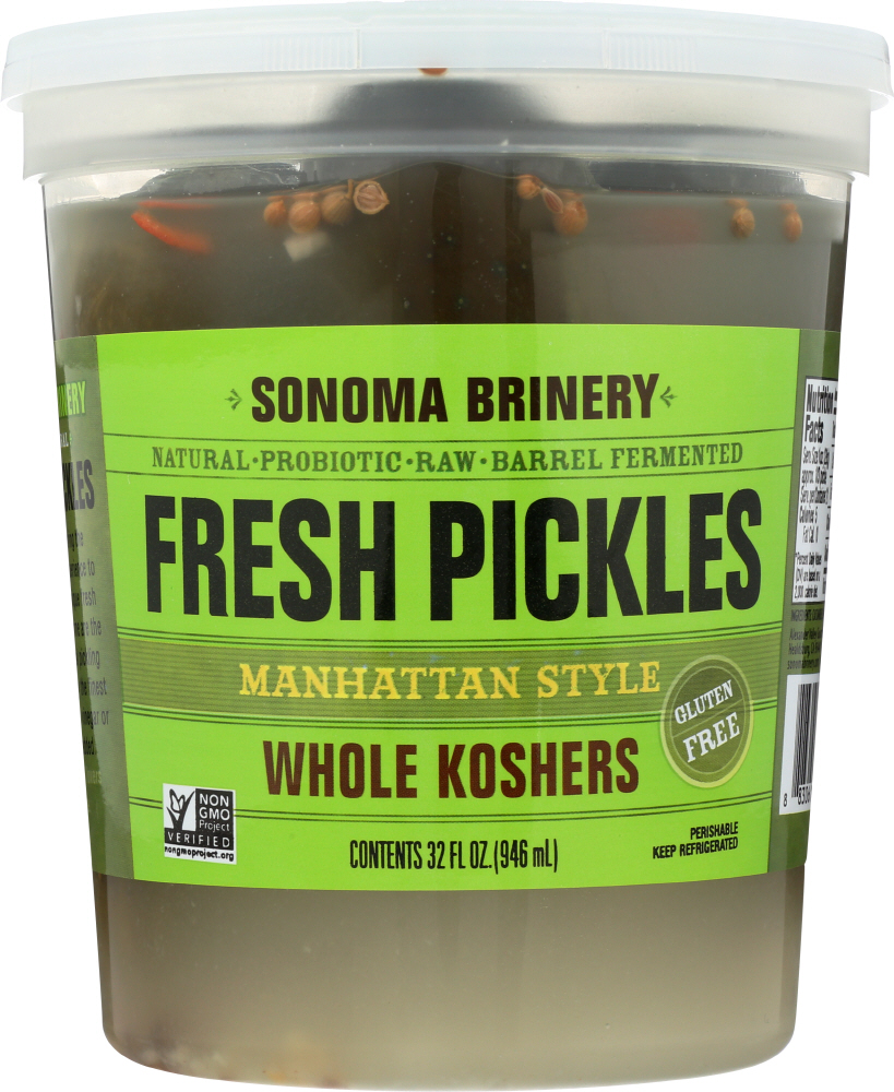 SONOMA BRINERY: Fresh Pickle Manhattan Style Whole Koshers, 32 oz - 0883061000109