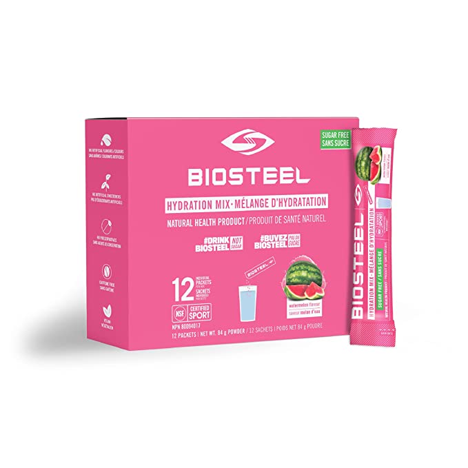  BioSteel Hydration Mix, Sugar-Free with Essential Electrolytes, Watermelon, 12 Single Serving Packets  - 883309555323