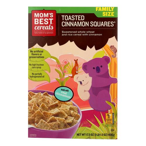 MOMS BEST: Toasted Cinnamon Squares Cereal, 17.5 oz - 0883978079793
