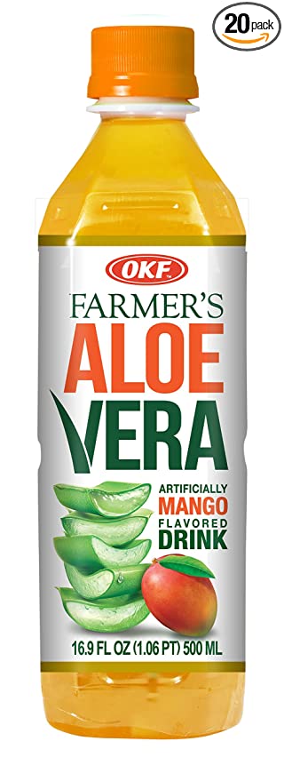  OKF Farmer's Aloe Vera Drink, Mango, 16.9 Fluid Ounce (Pack of 20)  - 884394007346