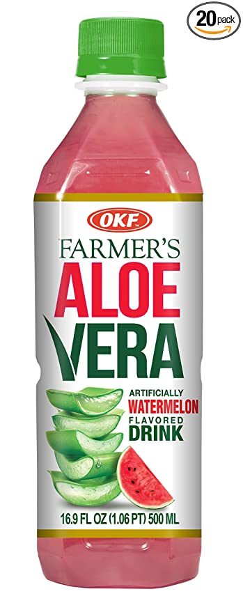  OKF Farmer's Aloe Vera Drink, Watermelon, 16.9 Fluid Ounce (Pack of 20) - 884394007766