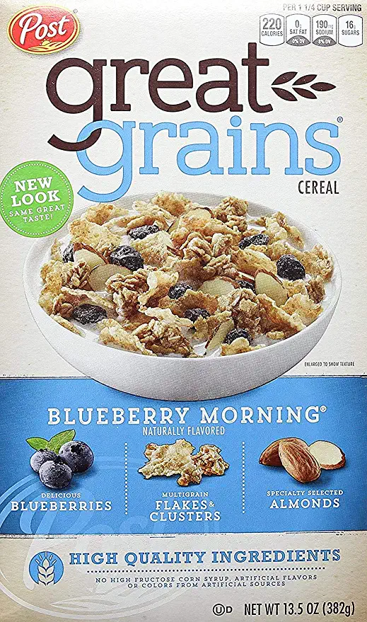  Post Blueberry Morning Cereal, 13.5 oz - 884912102102