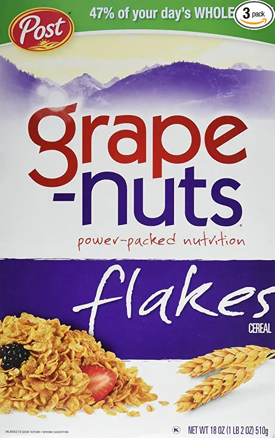  Grape-Nuts Cereal, Flakes, 18 oz, (pack of 3) - 884912109101