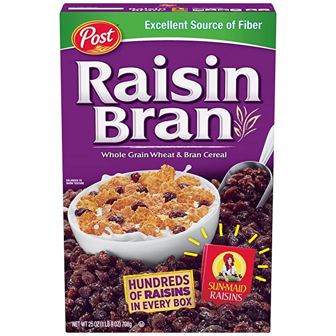  Post Raisin Bran Whole Grain Wheat & Bran Cereal 25 oz. Box - 884912114709
