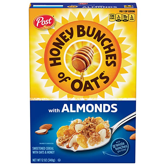  Honey Bunches of Oats Almond, Heart Healthy, Low Fat, made with Whole Grain Cereal, 12 Ounce - 884912359162