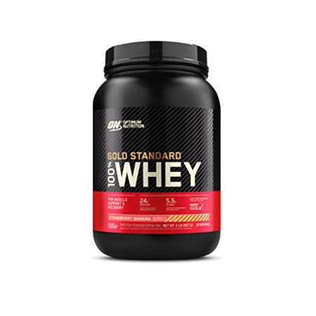 Optimum Nutrition Gold Standard 100% Whey Protein Powder, Strawberry Banana, 2 Pound (Packaging May Vary) - 884997342233