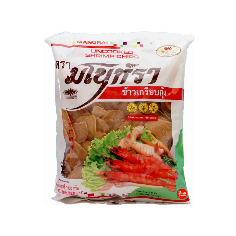 Manora Prawn Crackers Uncooked 500g ข้าวเกรียบกุ้ง Thai Shrimp Chips - 8850155012043
