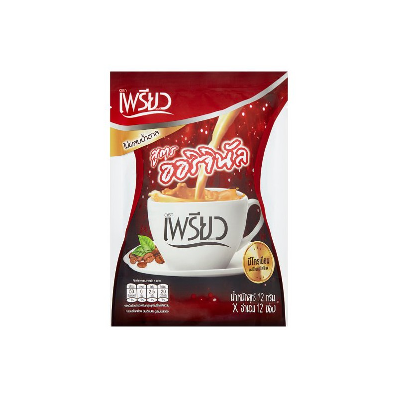 Preaw 12g Instant Coffee Powder With Chromium (กาแฟเพียว ออริจินอล) - 8850389300084