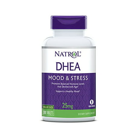 Natrol DHEA Tablets, Promotes Balanced Hormone Levels, Supports a Healthy Mood, Supports Overall Health, Helps Promote Healthy Aging, HPLC Verified, 25mg, 300 Count - 885155051820