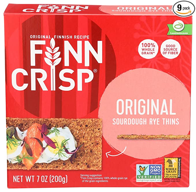  Finn Crisp Sourdough Rye Thins, Original Crispbread, 7 Ounce Boxes (Pack of 9) - 885202429985