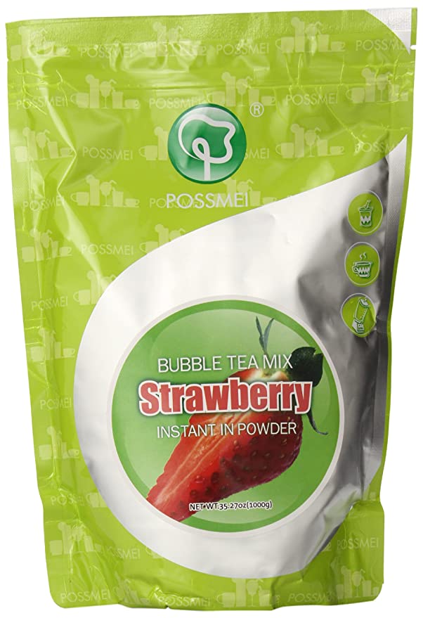 Possmei Bubble Tea Mix Instant Powder, Strawberry, 2.2 Pound - 885175003762
