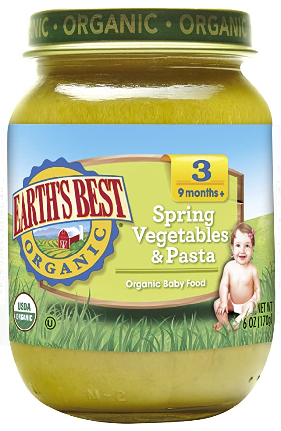  Earth's Best Organic Stage 3 Baby Food, Spring Vegetables and Pasta, 6 oz. Jar  - 023923700284