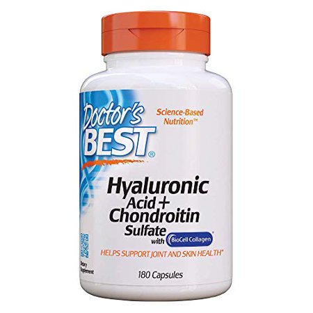 Doctor's Best Hyaluronic Acid with Chondroitin Sulfate, Non-GMO, Gluten Free, Soy Free, Joint Support, 180 Caps - 885241080062