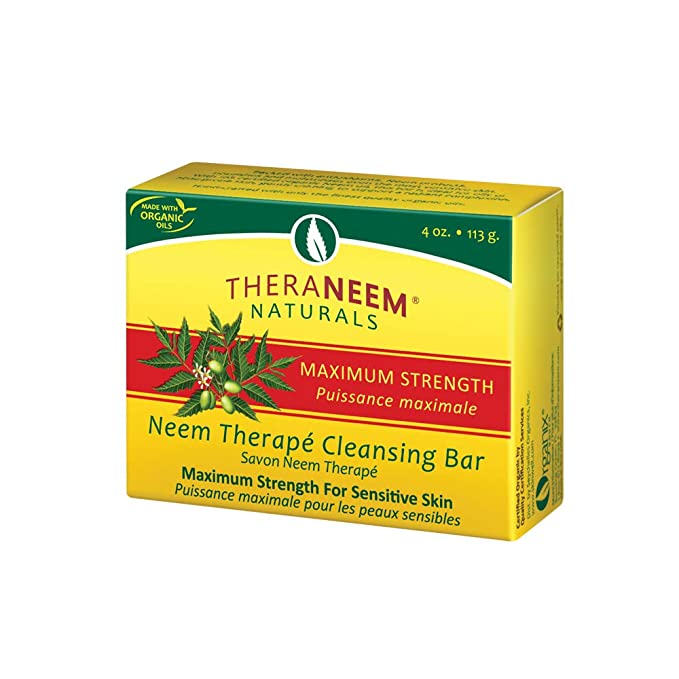 TheraNeem Neem Therape Cleansing Bar, Maximum Strength | Neem Oil Soap for Sensitive Skin | Soothes & Hydrates | 4oz - 883898841289