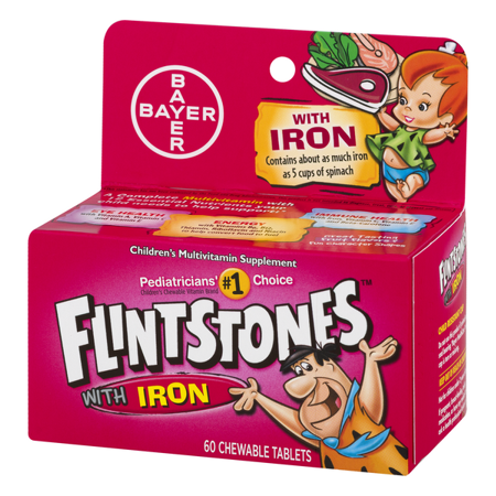 Flintstones with Iron Pediatric Multivitamin Supplement 60 per Bottle Assorted Fruit Flavors - 885387783995