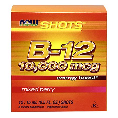 NOW Foods B-12 10 000mcg Shots 0.5 ounce 12 Count Box Mixed Berry - 885390123368