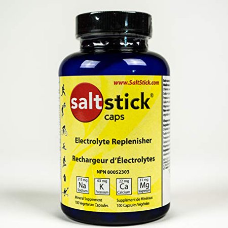 SaltStick Caps, Bottle of 100 Electrolyte Replacement Capsules for Rehydration, Exercise Recovery, Youth & Adult Athletes, Hiking, Camping, Hangovers, & Sports Recovery, Gluten Free, Non-GMO - 885390157974