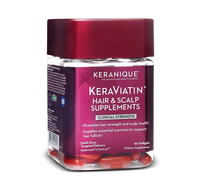  Keranique KeraViatin Hair & Scalp Health Supplement, Clinical Strength, Biotin, Vitamin B, 60 Softgels  - 885418010472
