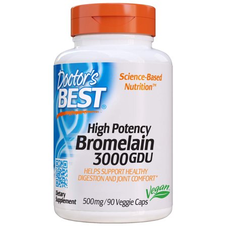 Doctor's Best 3000 GDU Bromelain Proteolytic Digestive Enzymes Supplements, Supports Healthy Digestion, Joint Health, Nutrient Absorption, 500 mg, 90 VC (B002SDZXIG) - 885450440497