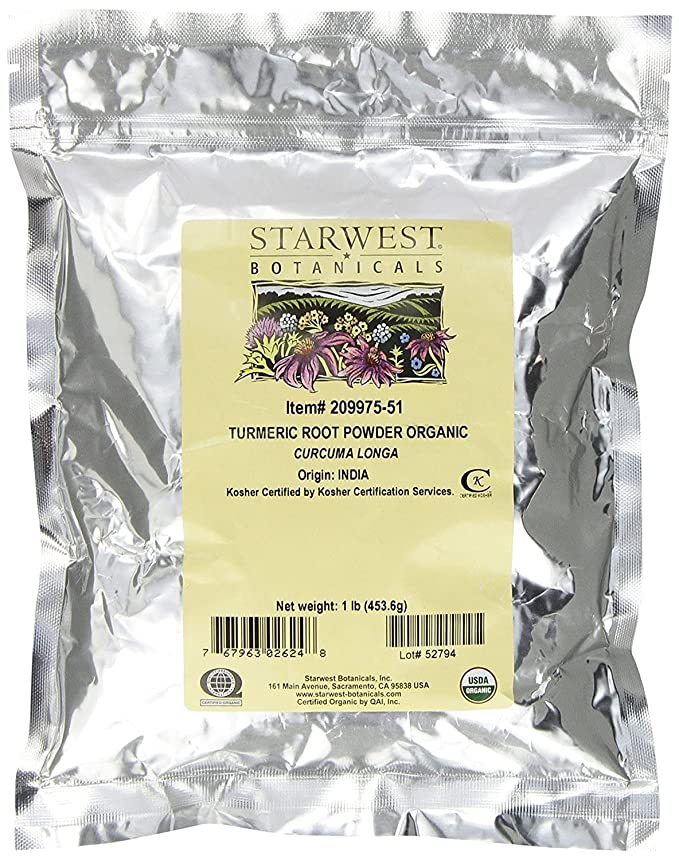  Starwest Botanicals Organic Turmeric Root Powder, 1 Pound Bulk  - 767963026248