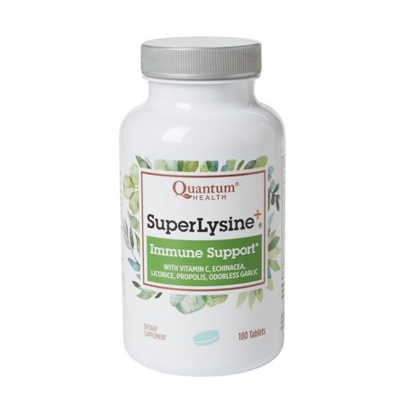 Quantum Health Super Lysine+ / Advanced Formula Lysine+ Immune Support with Vitamin C Echinacea Licorice Propolis Odorless Garlic (180 Tablets) - 885722026671