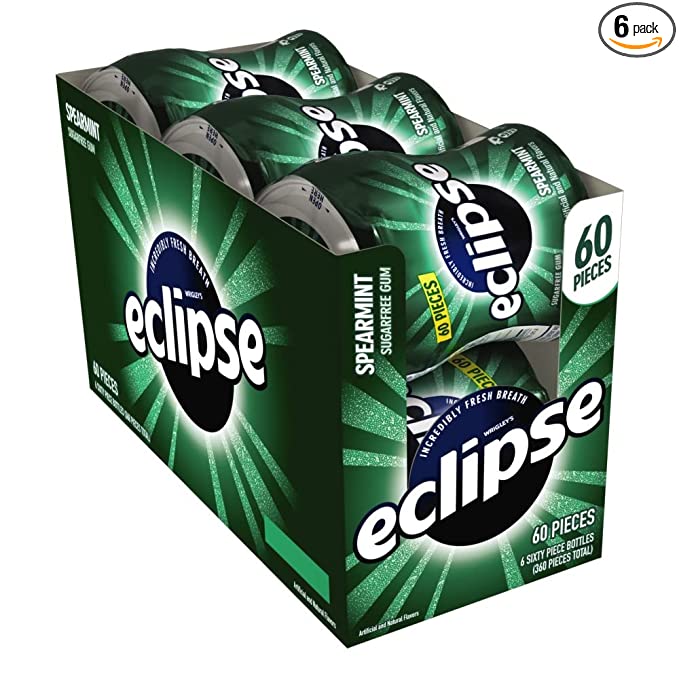  Eclipse Spearmint Sugarfree Gum, 60 Count (Pack of 6)  - 022000117076