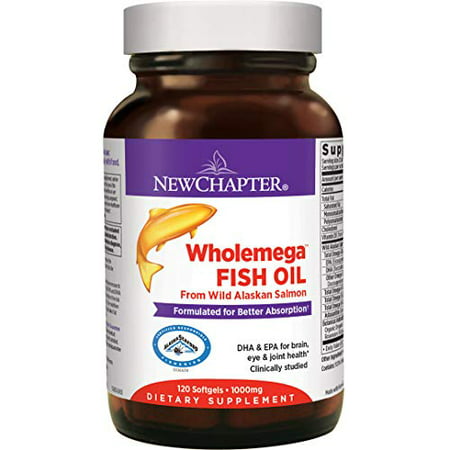New Chapter Wholemega Fish Oil Supplement - Wild Alaskan Salmon Oil with Omega-3 + Astaxanthin + Sustainably Caught - 120 Count (Packaging May Vary) - 885790576108