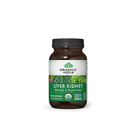 Organic India Liver Kidney Herbal Supplement - Detoxify & Rejuvenate Supports Healthy Liver & Kidney Function Vegan Gluten-Free Kosher USDA Certified Organic Non-GMO - 90 Capsules - 885810153593
