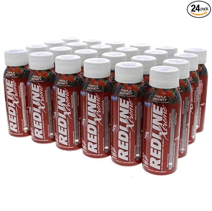 VPX Redline Xtreme Energy Drinks - Ready-to-Drink Sugar-Free Energy Beverage - Triple Berry Flavor - 8 Ounces, 24 Bottles - 885810183347