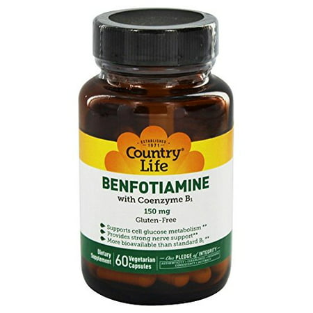 Country Life Vitamin B1 with Benfotiamine Capsules 60 Count - 885810218674