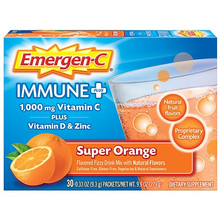 Emergen-C Vitamin C Supplement for Immune Support, Super Orange, 30 Ct - 885898000420