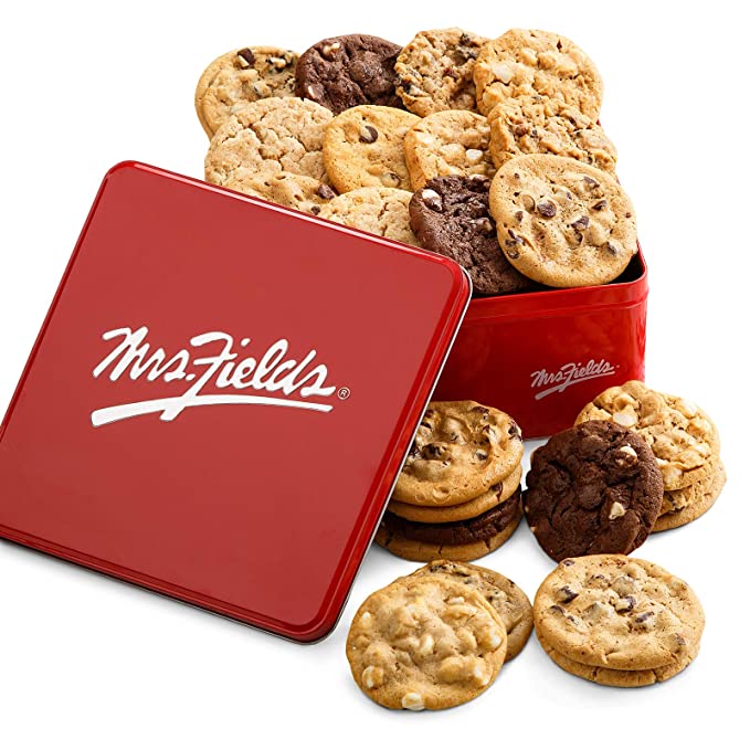  Mrs. Fields Cookies Two Full Dozen Signature Cookie Tin, Includes 5 Different Flavors, 24 Count  - 886002306100