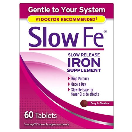 Slow Fe Iron Supplement for Iron Deficiency Slow Release Tablets 45 Mg 60 Ct - 886790019602