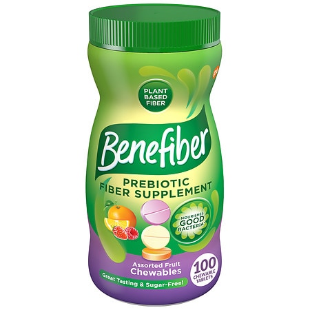 Benefiber Chewable Prebiotic Fiber Supplement Tablets for Digestive Health, Assorted Fruit Chewable Fiber Tablets - 100 Count (B07Q1SYTQS) - 886790738954