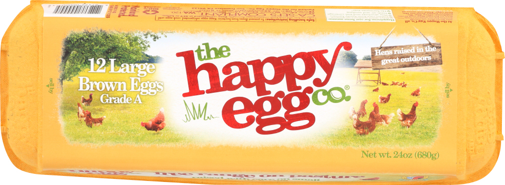 HAPPY EGG: Large Brown Eggs Free Range, 1 dz - 0887422000005