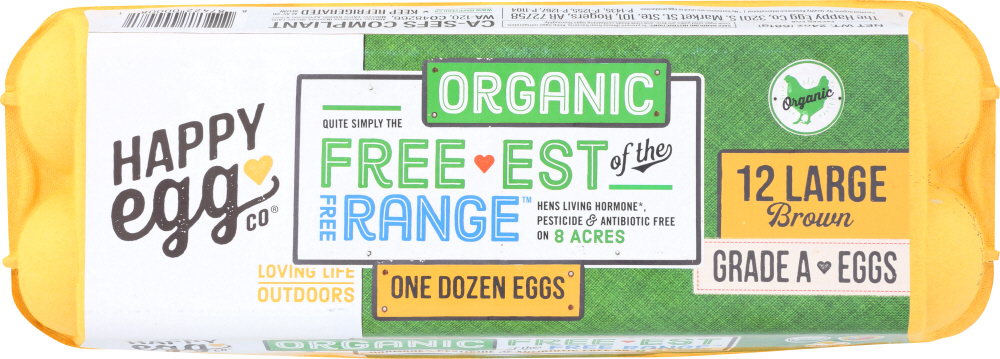 HAPPY EGG: Organic Free Range Eggs, 1 dz - 0887422000081